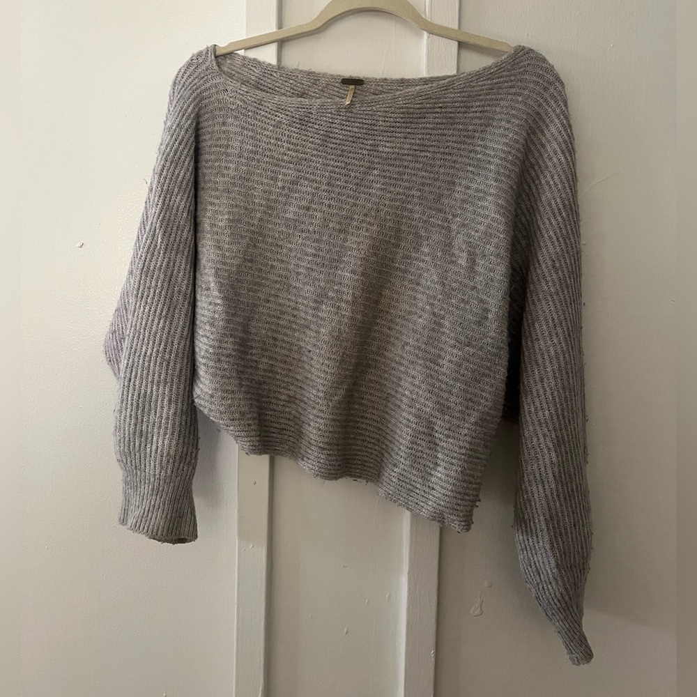 Free People Gray Off the Shoulder Sweater